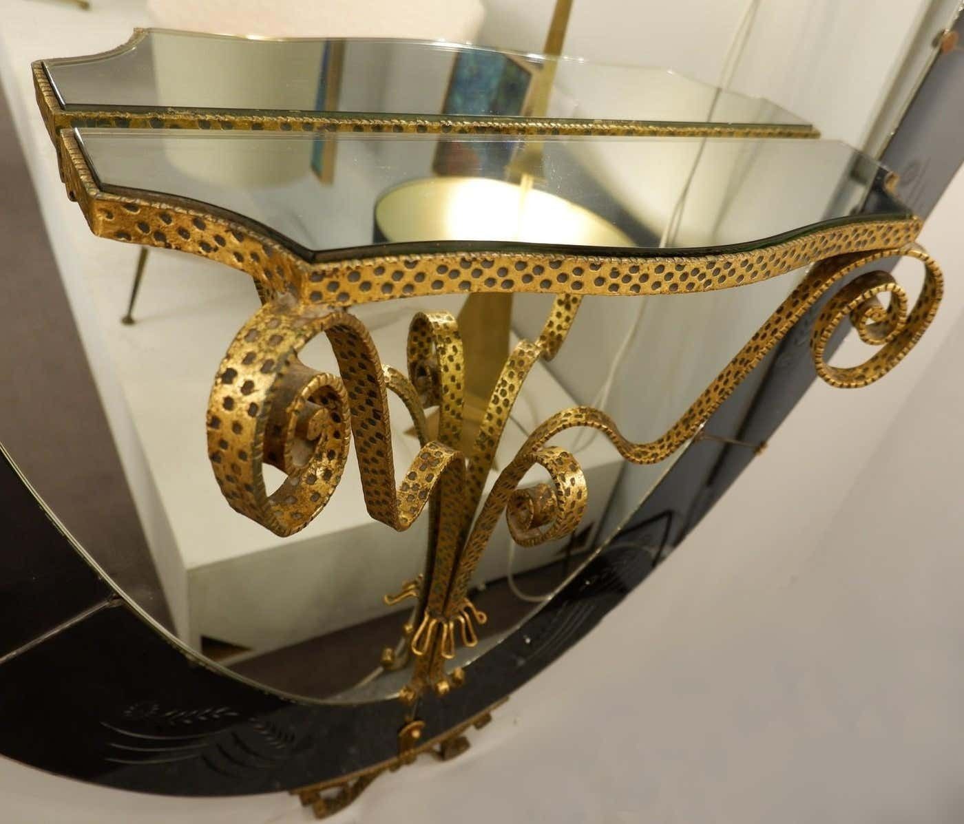 Cristal Art Mirror With Console Attributed To Luigi Colli, Italy, 1950s photo Home Decor