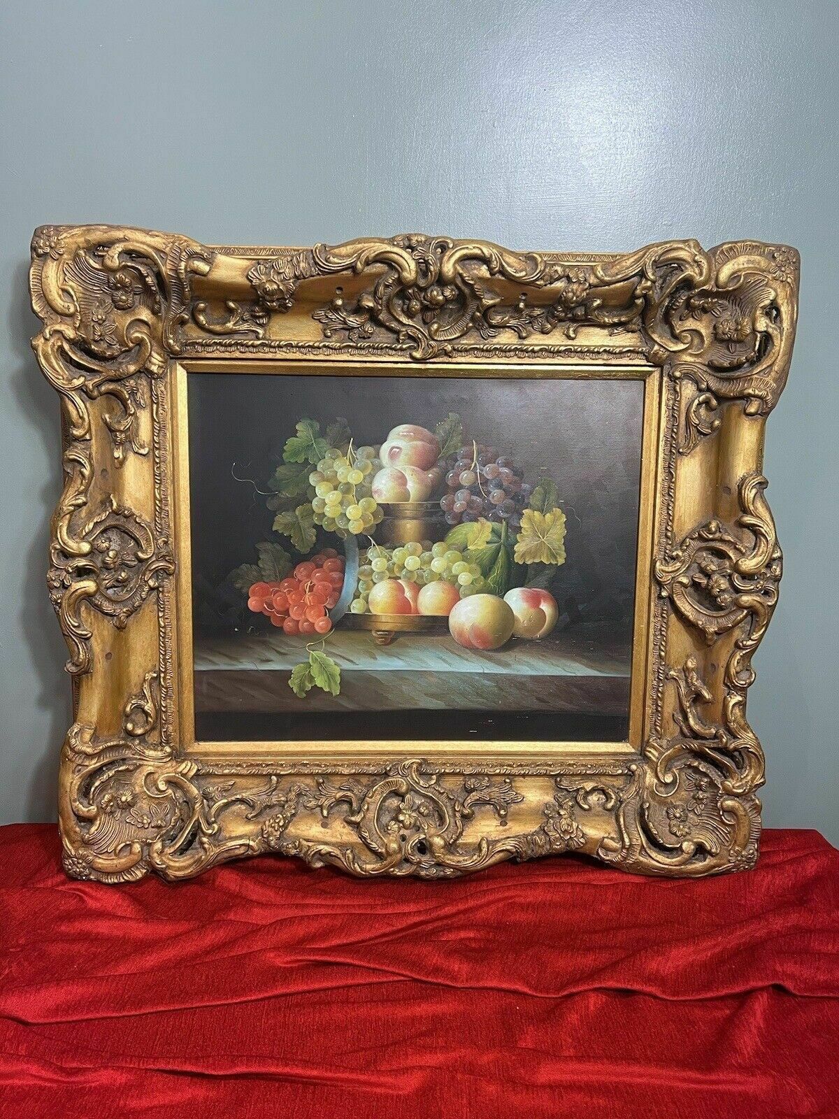 795.0 Fine Art Italianate Ripe Fruits Still Life Oil Painting After Esteban Murillo photo