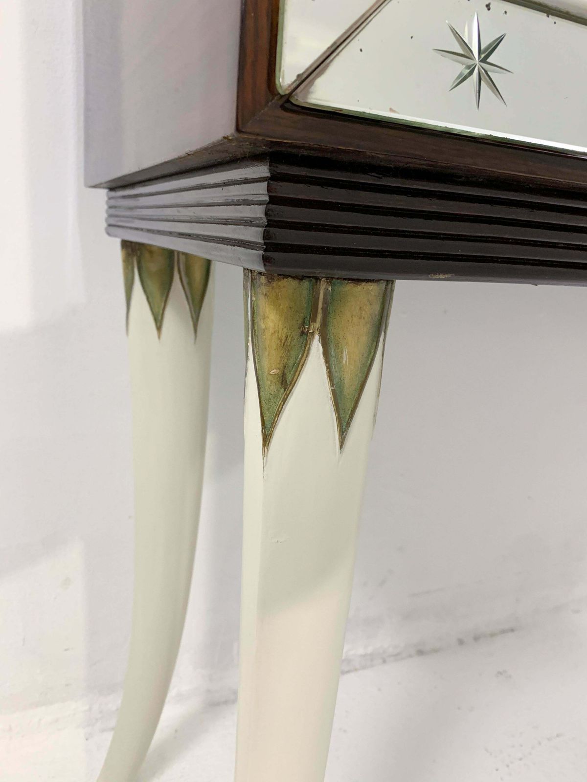 photo for sale Mid Century Modern Italian Bar In The Style Of Borsani, Wood And Glass, 1950s