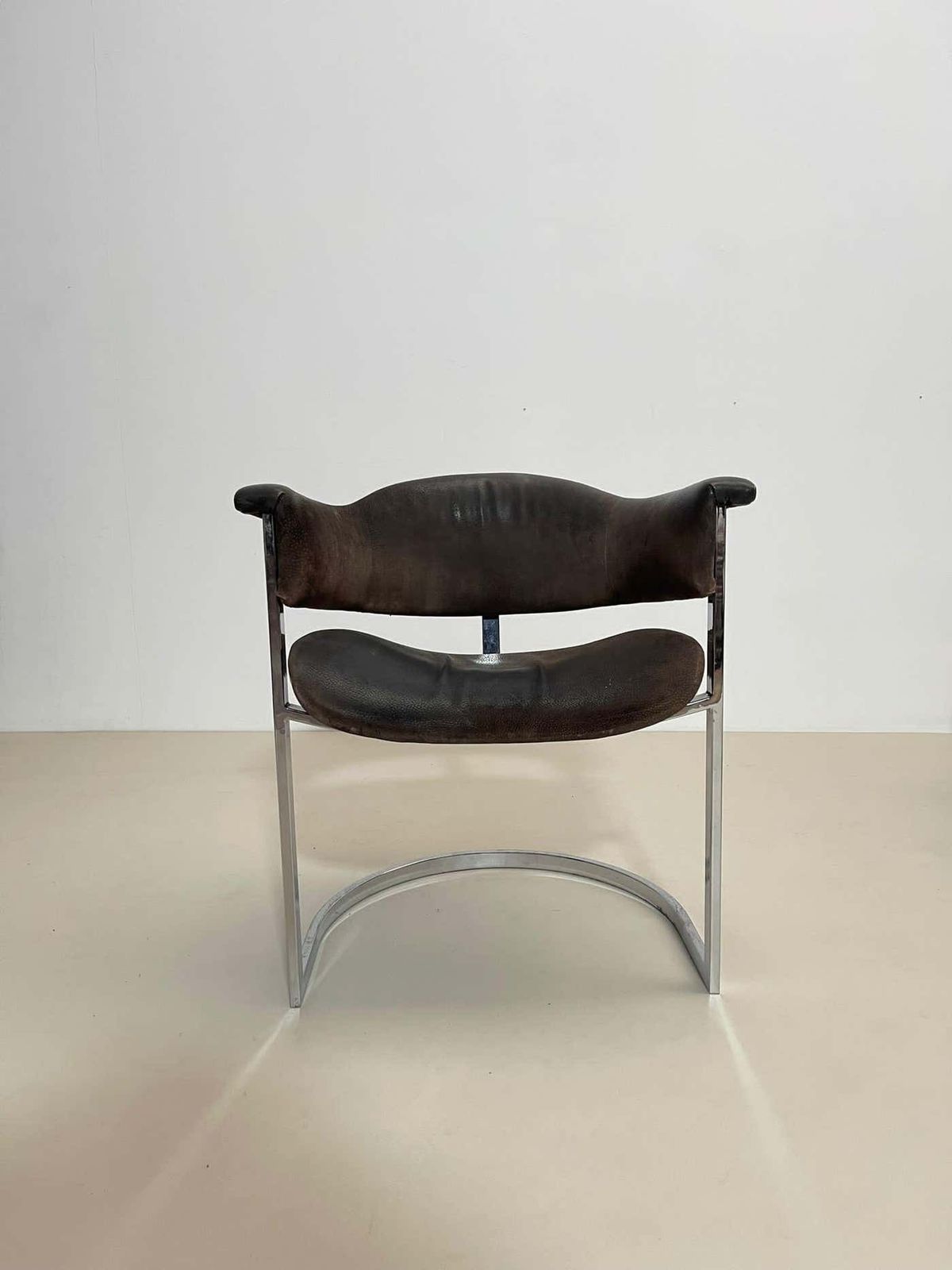 Pair Of Chrome & Leather Armchairs By Vittorio Introini For Mario Sabot, 1970s photo buy