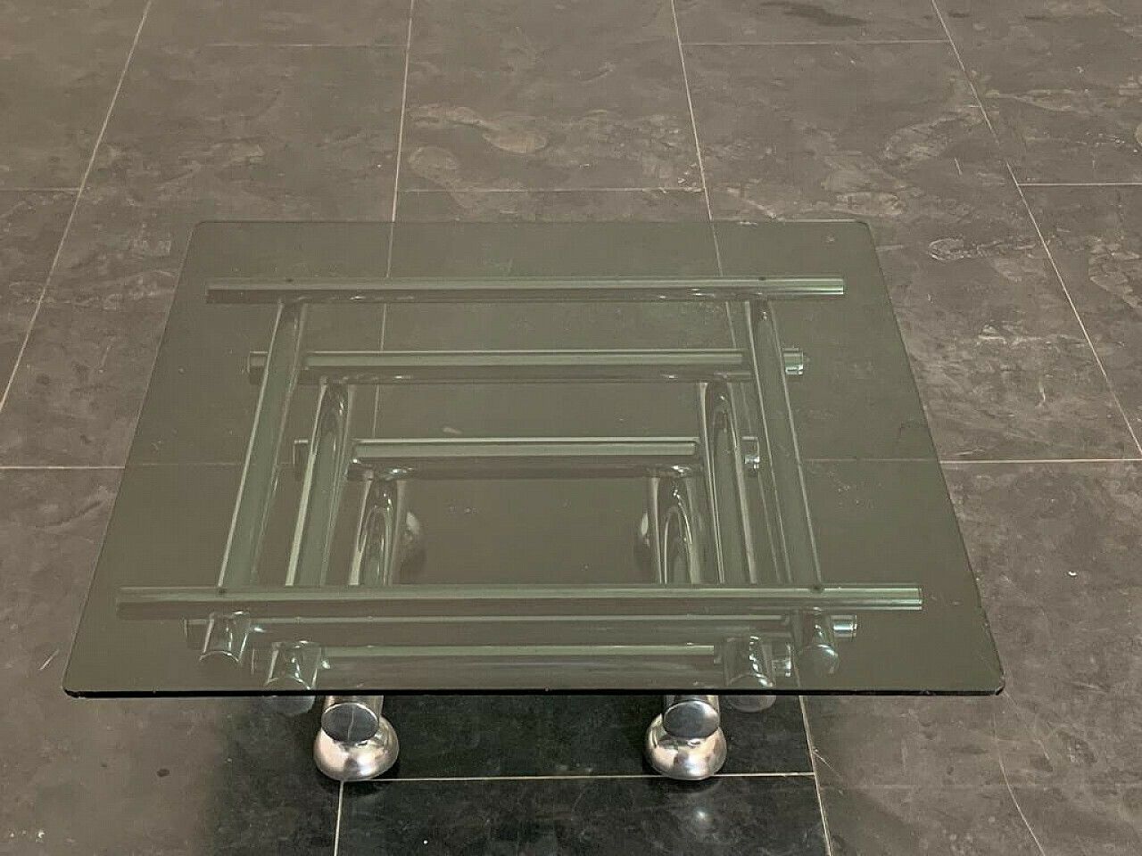 Steel And Smoked Glass Coffee Table, 1970s photo Furniture