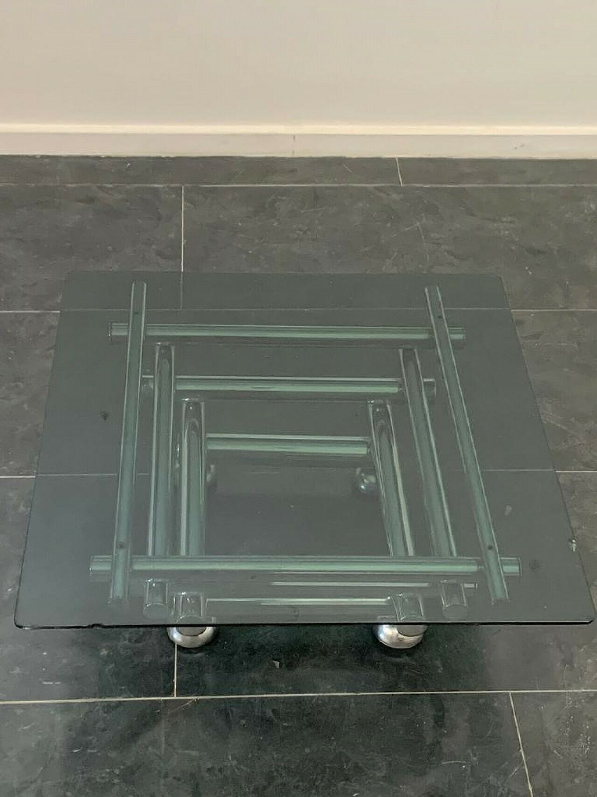 Steel And Smoked Glass Coffee Table, 1970s photo 430.0