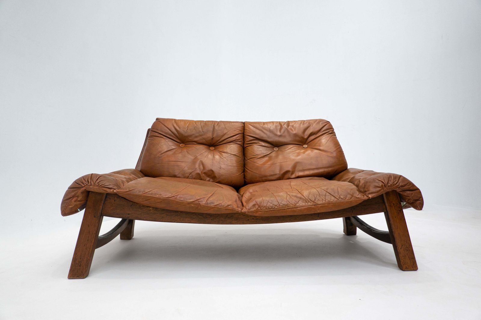 Mid Century Lounge Set, Original Cognac Leather, Brazilian Style, 1960s photo Furniture