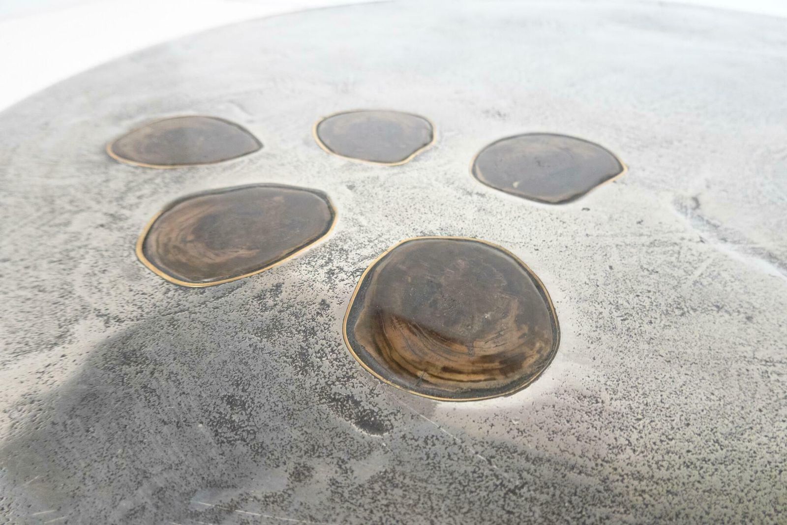 Coffee Table By Yann Dessauvages, Brass Stone And Metal, Belgium photo buy