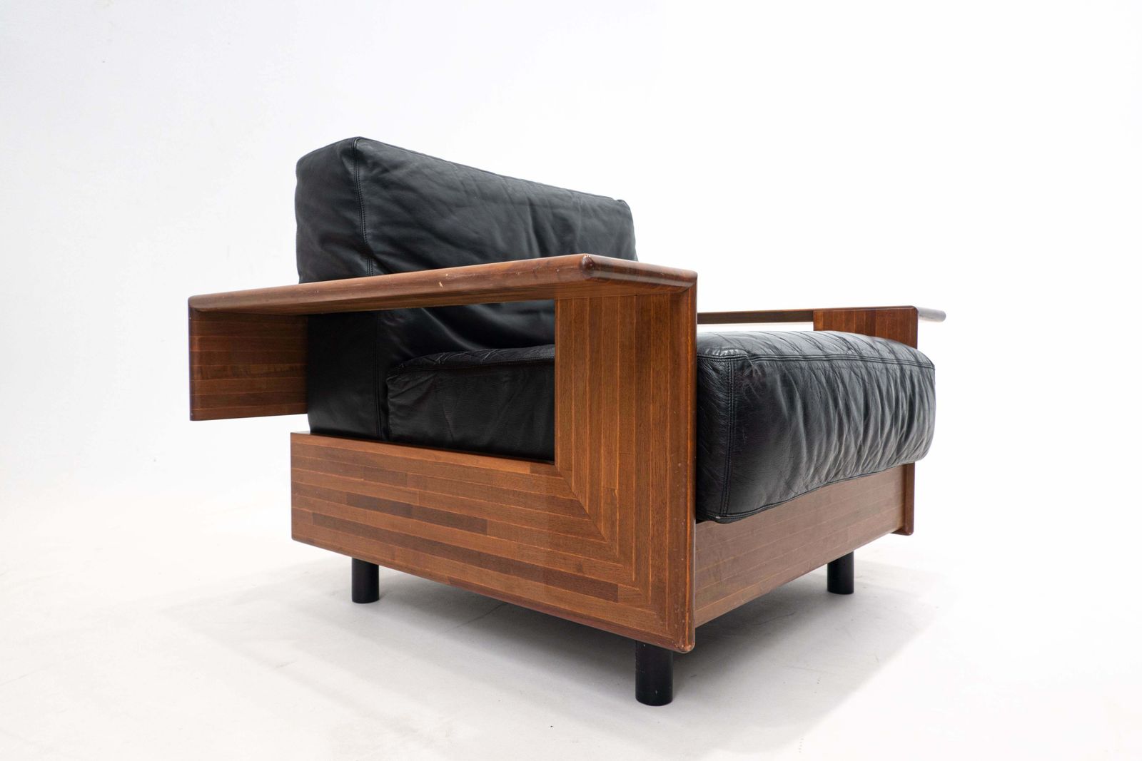 Mid Century Modern Armchair In The Style Of Tobia Scarpa, Wood And Leather photo Furniture