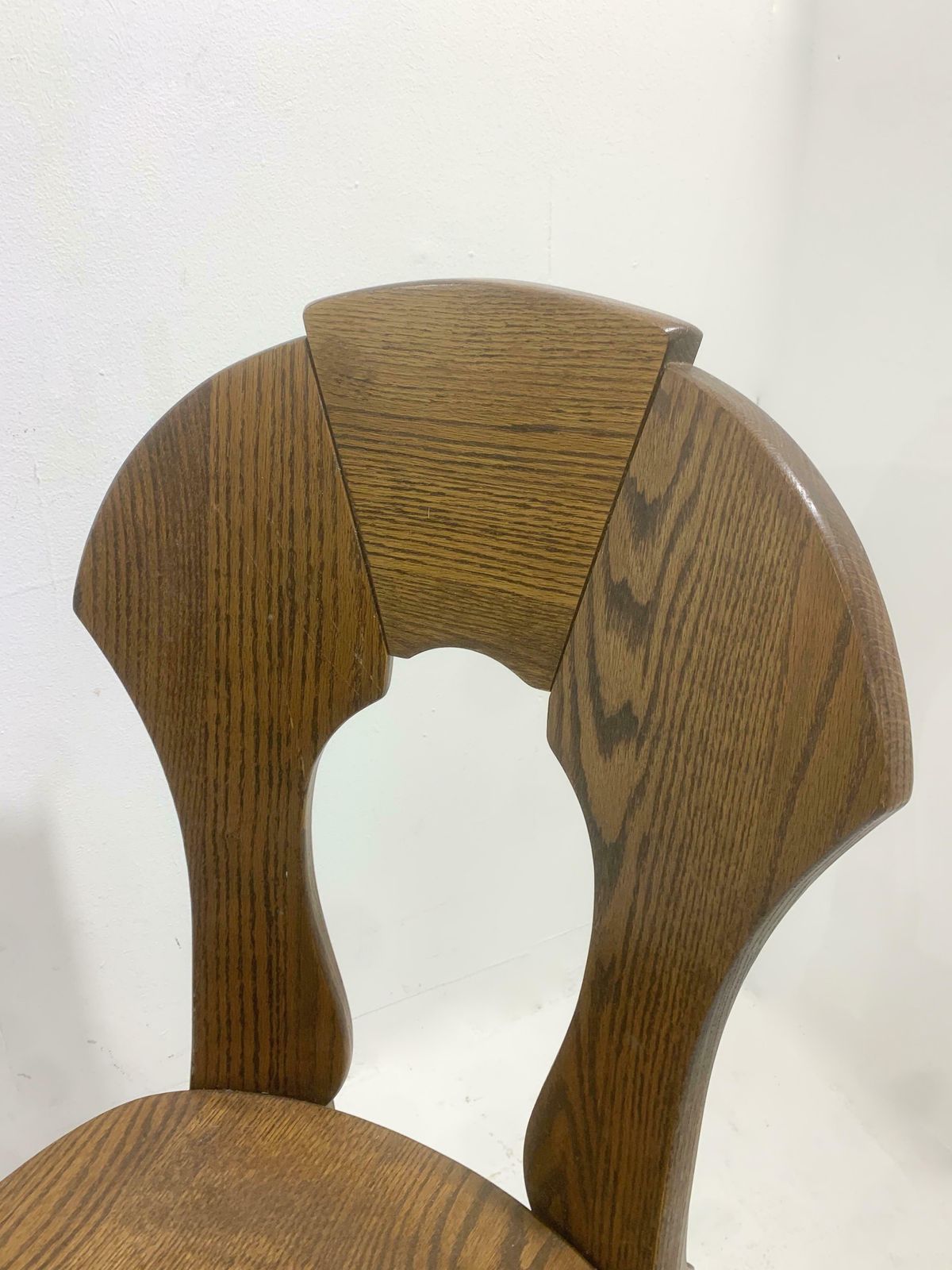 Mid Century Modern Set Of 8 Brutalist Wooden Chairs, Belgium, 1970s photo furniture