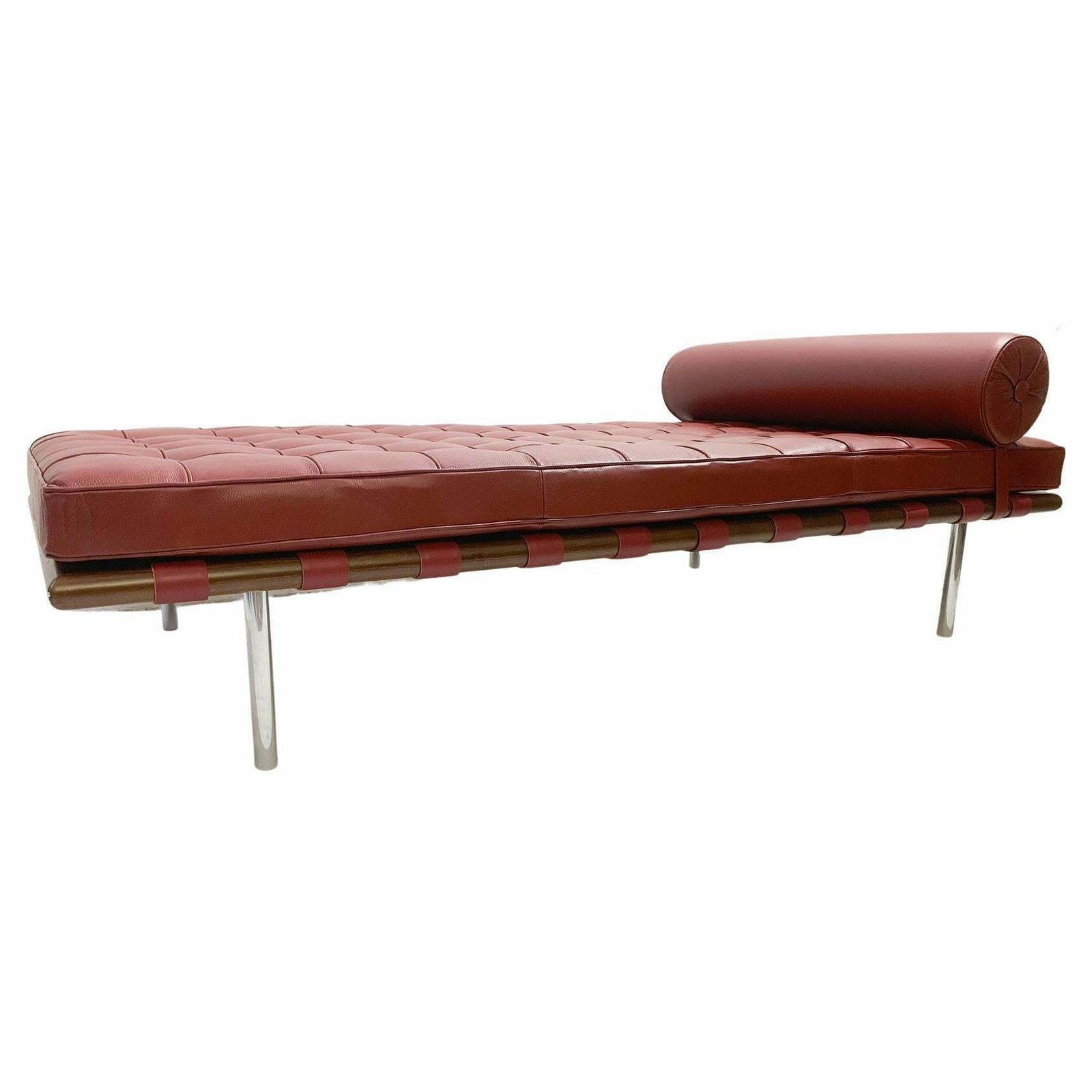 Barcelona Daybed By Ludwig Mies Van Der Rohe For Knoll, Burgundy Leather, 1990s
