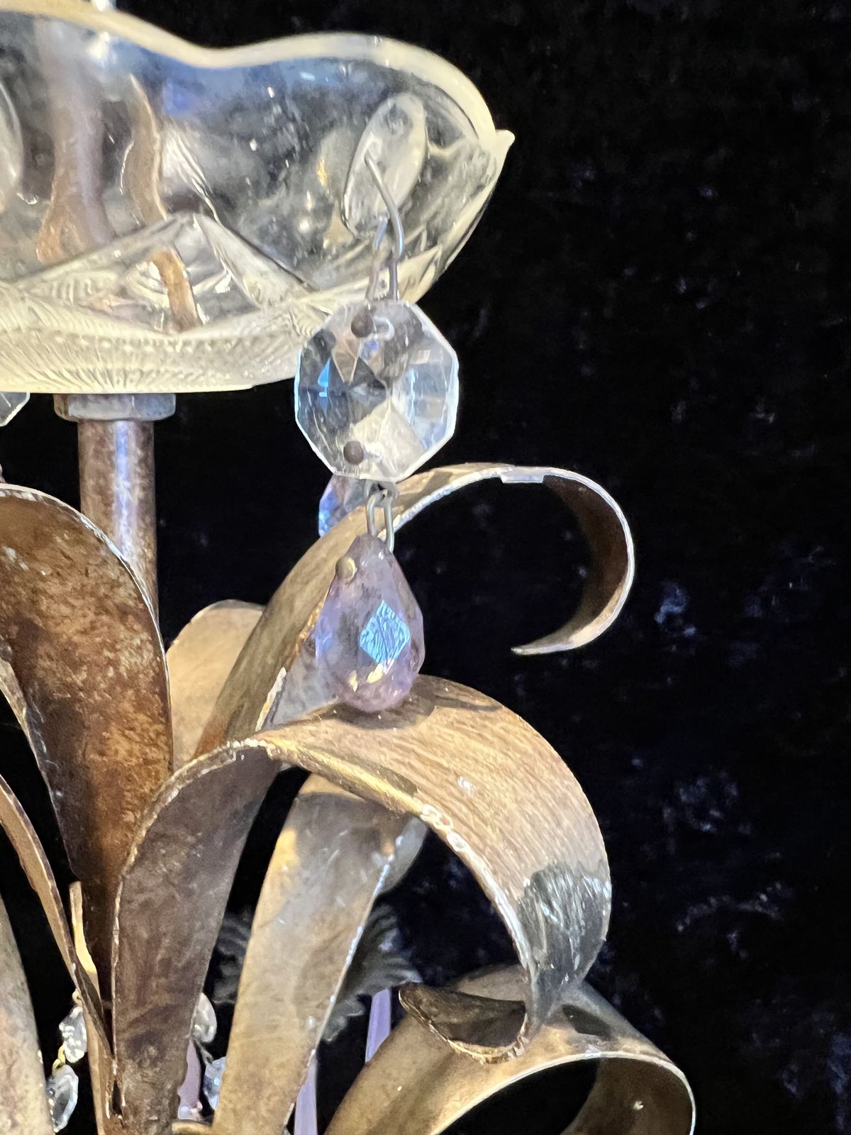 Five Light Italian Florentine Chandelier With Coloured Crystals. Cr773 photo for sale