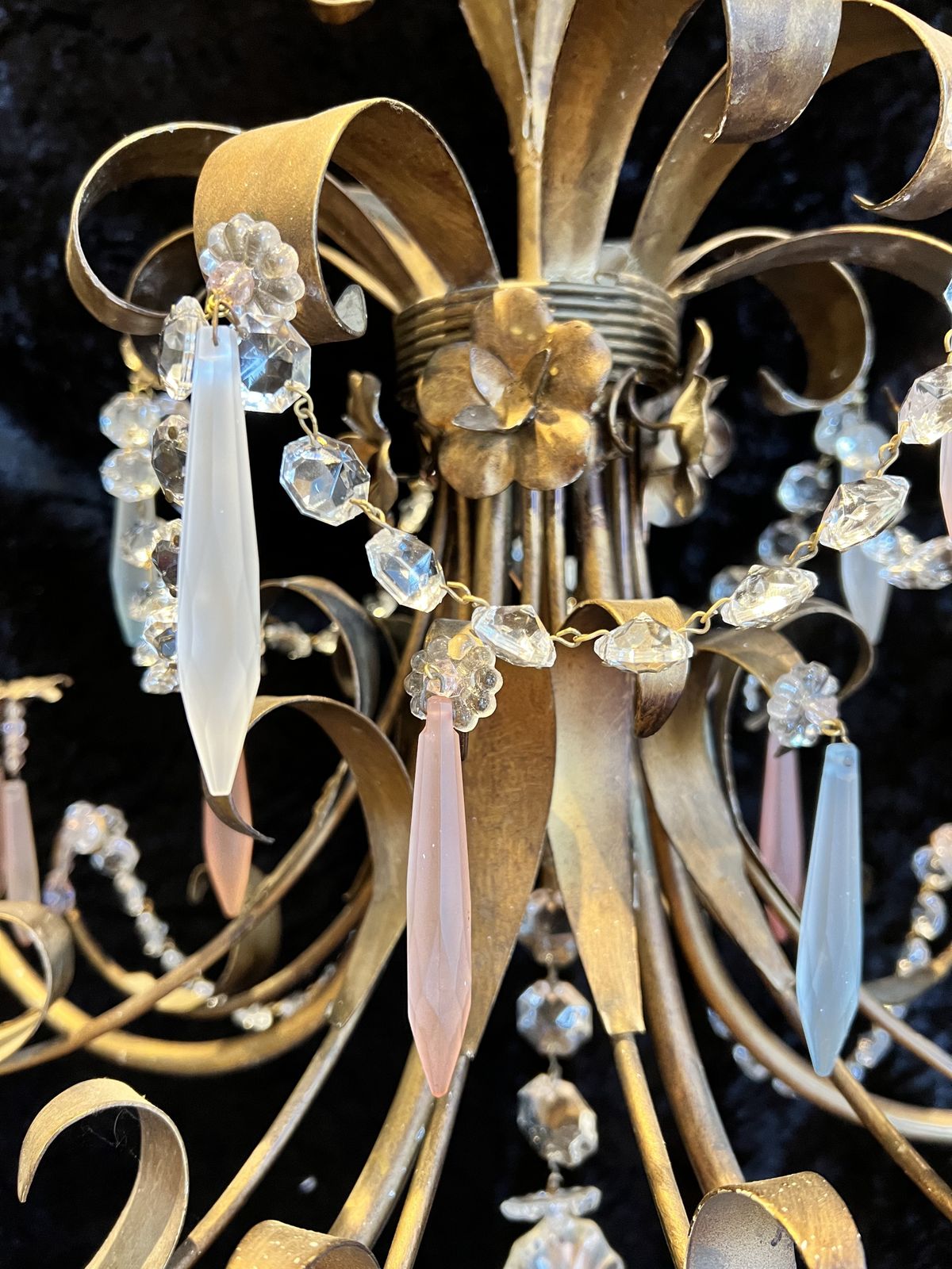 Five Light Italian Florentine Chandelier With Coloured Crystals. Cr773 photo vinterior