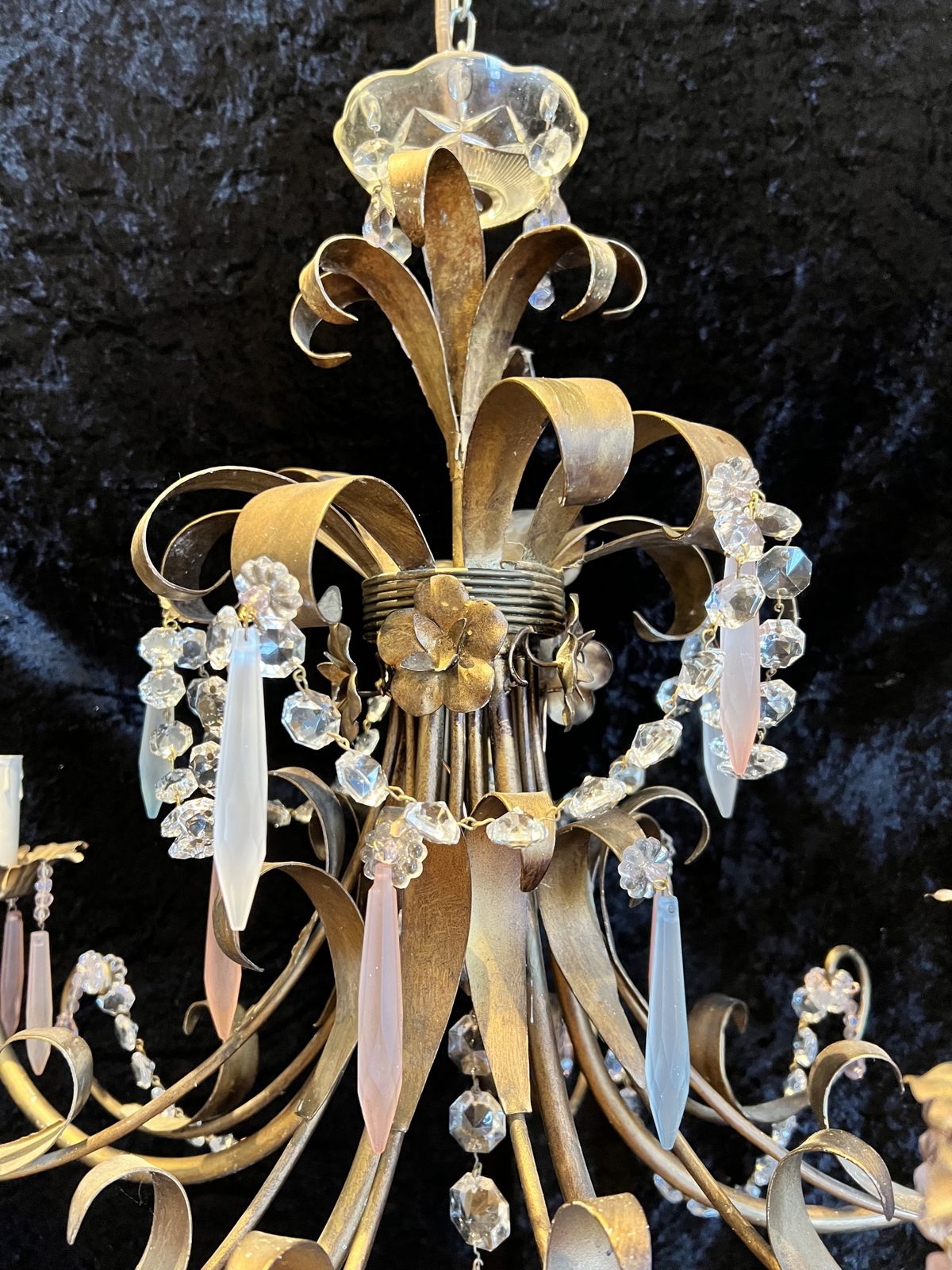Five Light Italian Florentine Chandelier With Coloured Crystals. Cr773 photo buy