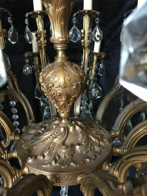 Very Large Italian Two Tiered Brass And Antique Chandelier photo vinterior