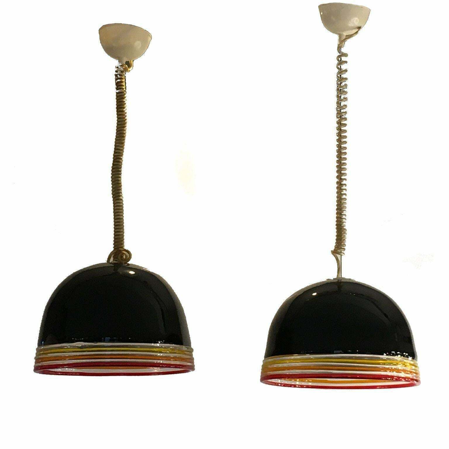 Pair Of Mid Century Murano Glass Suspensions By Roberto Pamio And Renato Toso photo for sale