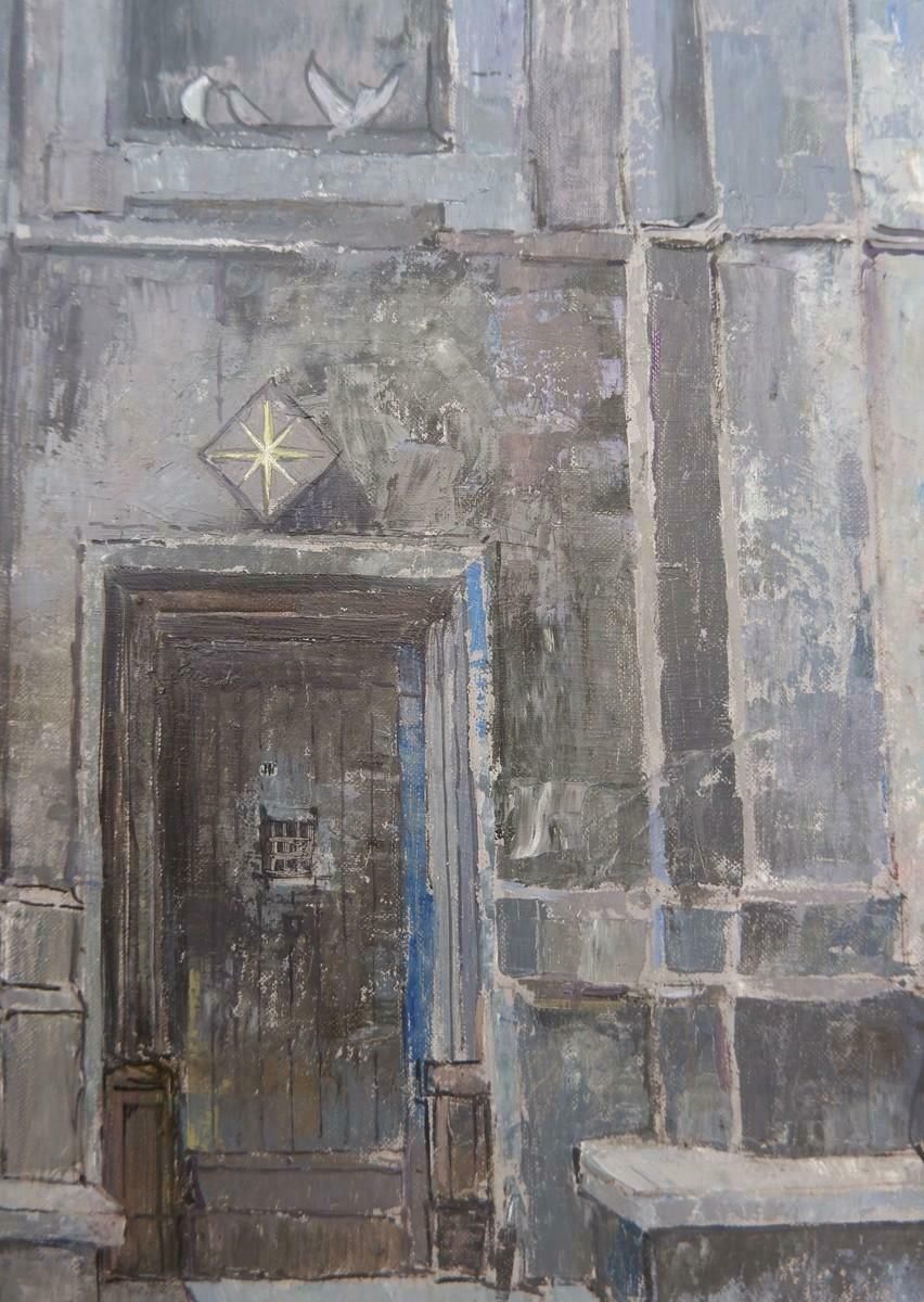 Brussels Street Scene Painting On Canvas, Victor Petré, Belgium, Circa 1960 photo furniture