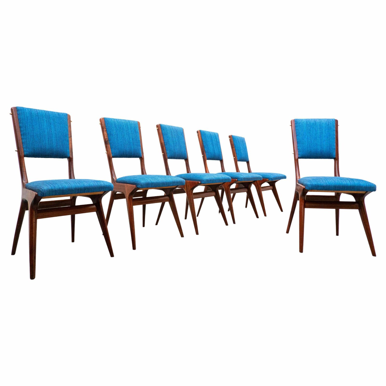 Set Of 6 Blue Chairs Model 634 By Carlo De Carli For Cassina, Italy, 1950s