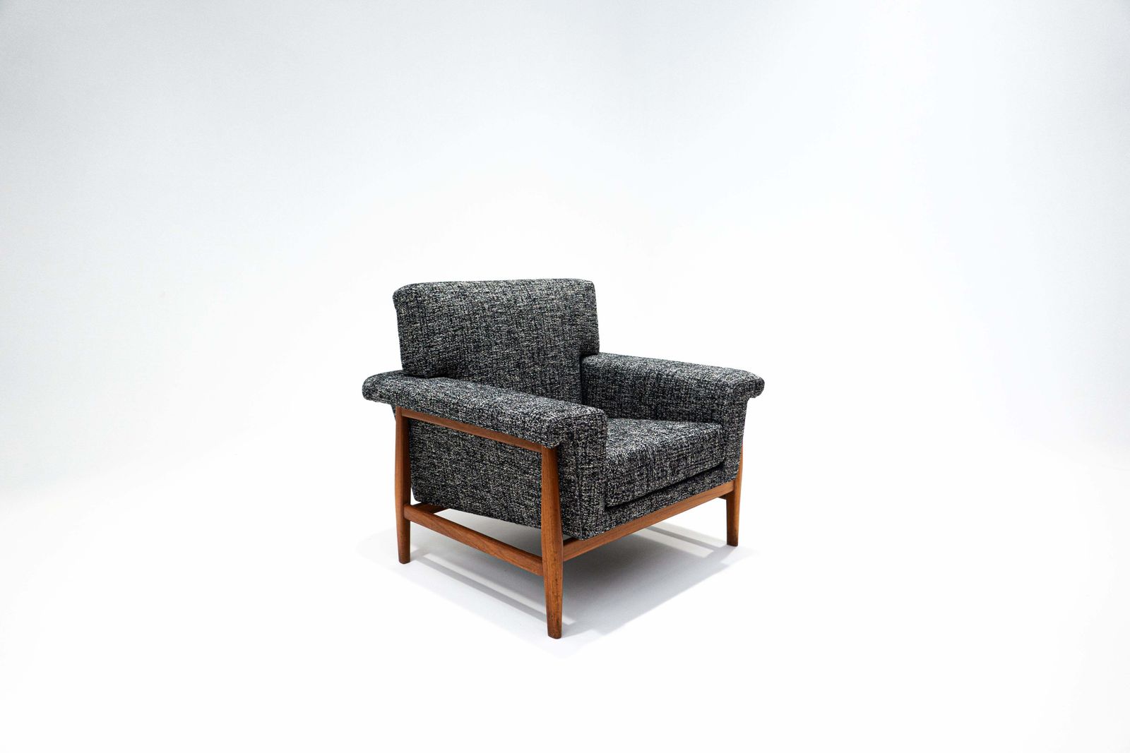 Mid Century Modern Pair Of Armchairs, Grey, Teak, Italy, 1960s, New Upholstery photo vinterior