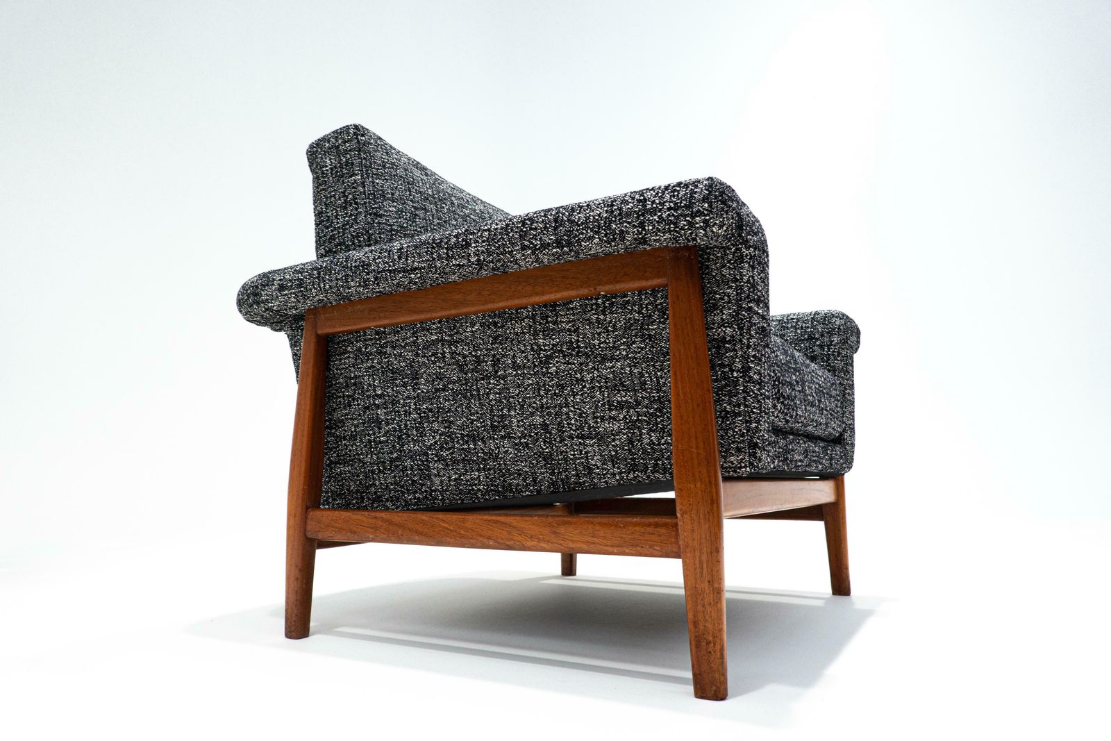 photo for sale Mid Century Modern Pair Of Armchairs, Grey, Teak, Italy, 1960s, New Upholstery