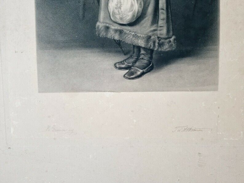 Very Large Antique Engraving Print By Kate Greenaway 1881 photo vinterior
