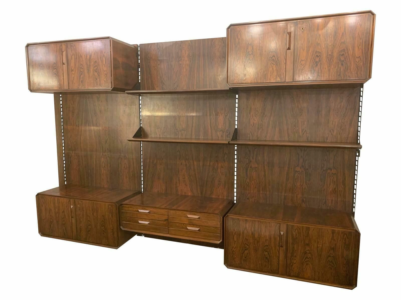 Mid Century Modern Italian Wall Unit, Wood, 1960s photo for sale