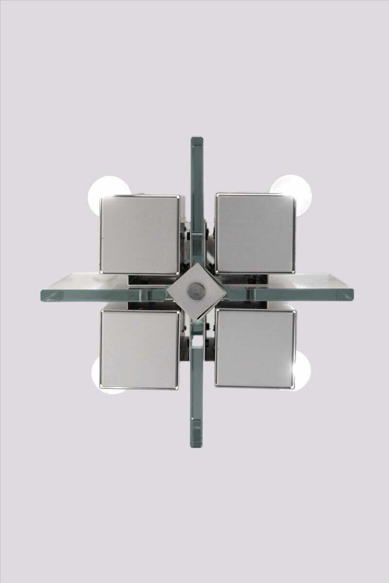Mid Century Mordern Suspension, Metal And Glass Structure, Italian, 1970s photo furniture