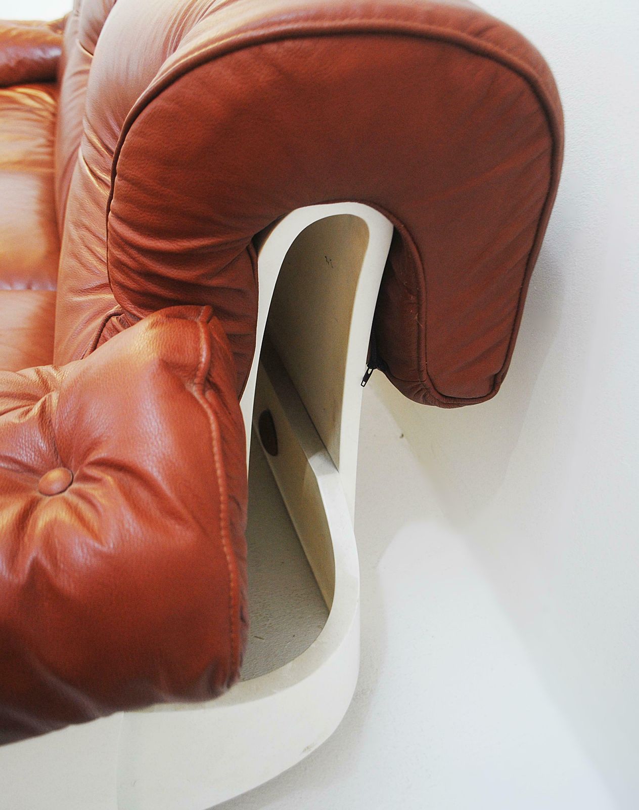 Sofa In Leather And Lacquered Wood, Italy, Circa 1980s photo furniture