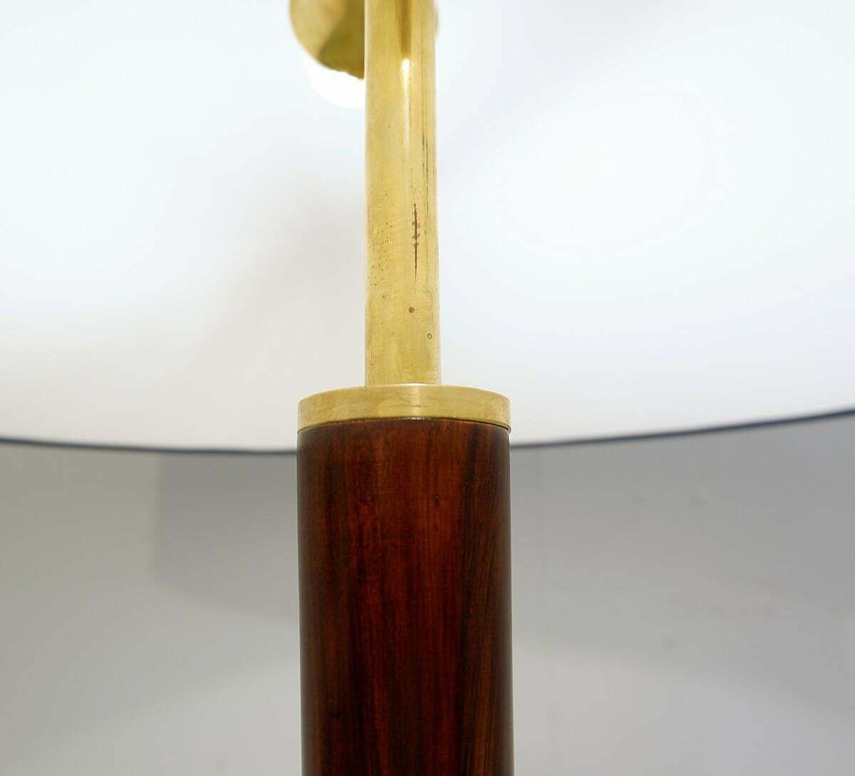 Mid Century Modern Blue Floor Lamp, In Wood And Brass, Italy, 1950s photo for sale