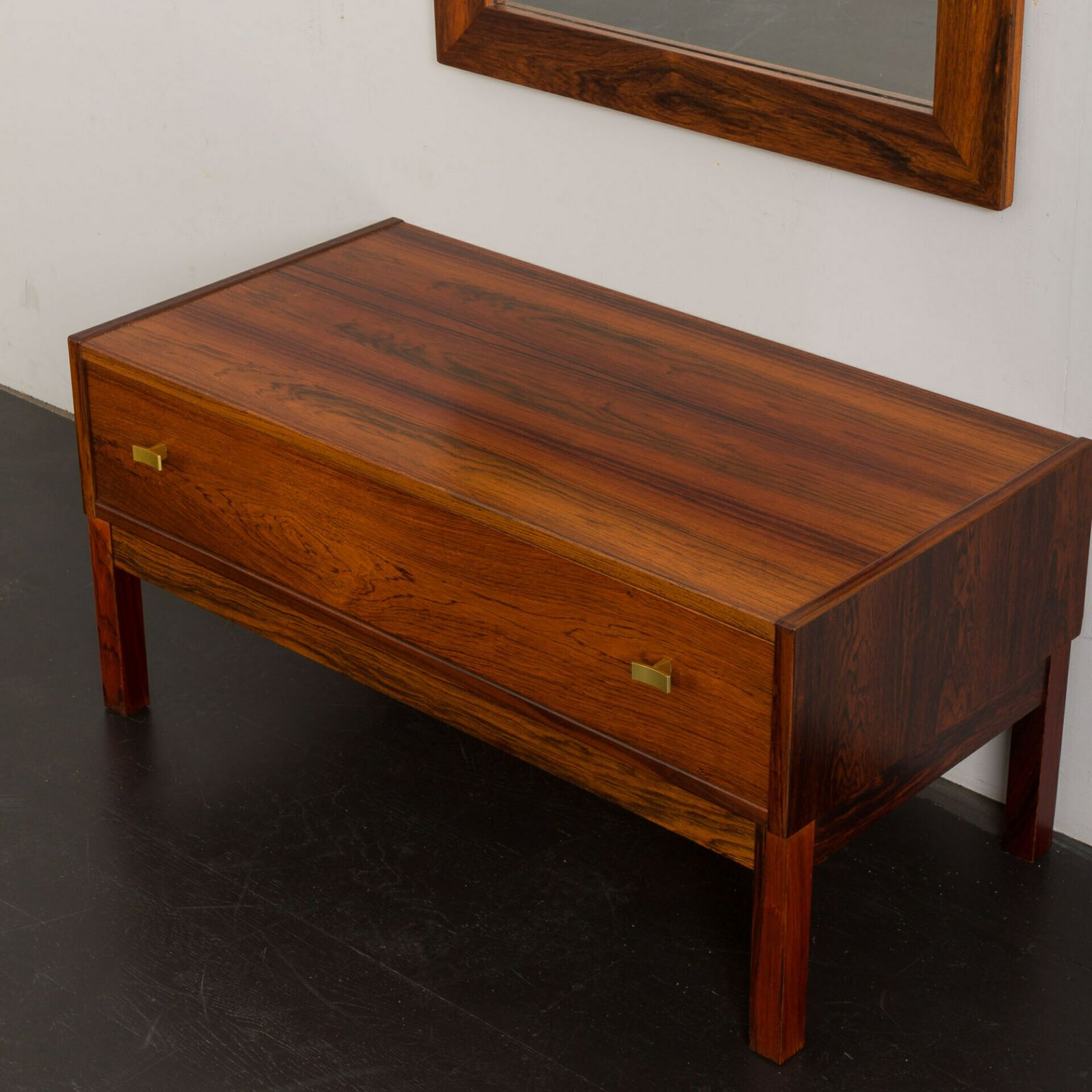 Scandinavian Mid Century Rosewood Console With A Mirror, Denmark 1960s photo vinterior