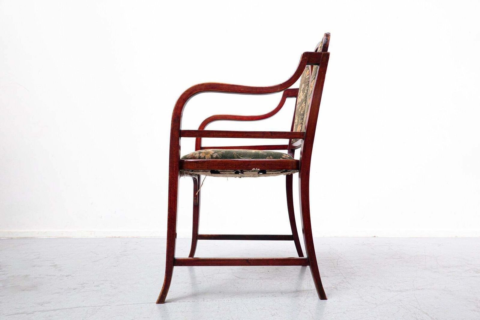 photo for sale Bentwood Armchair By Thonet, Beech And Fabric, 1930s