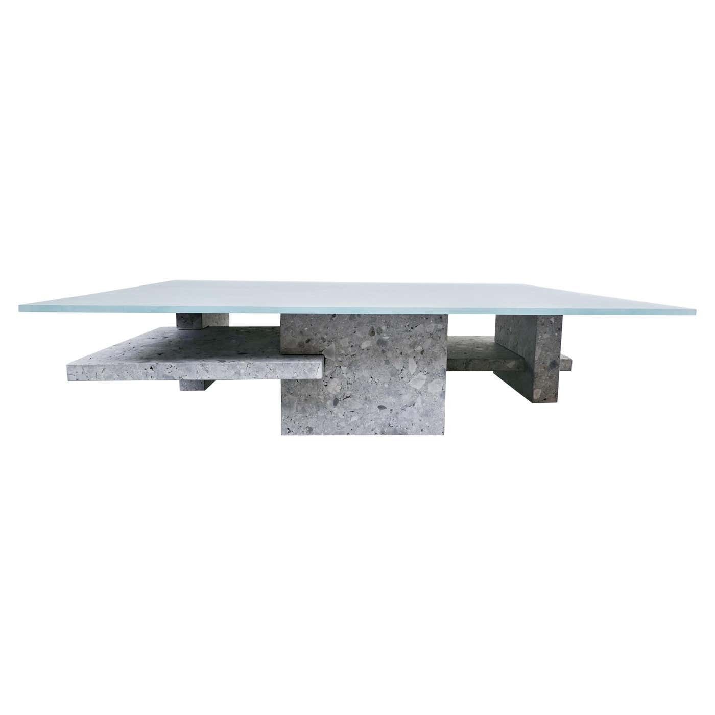 Coffee Table, Ceppo Di Gre And Glass, Designed By Iceberg Architecture Studio