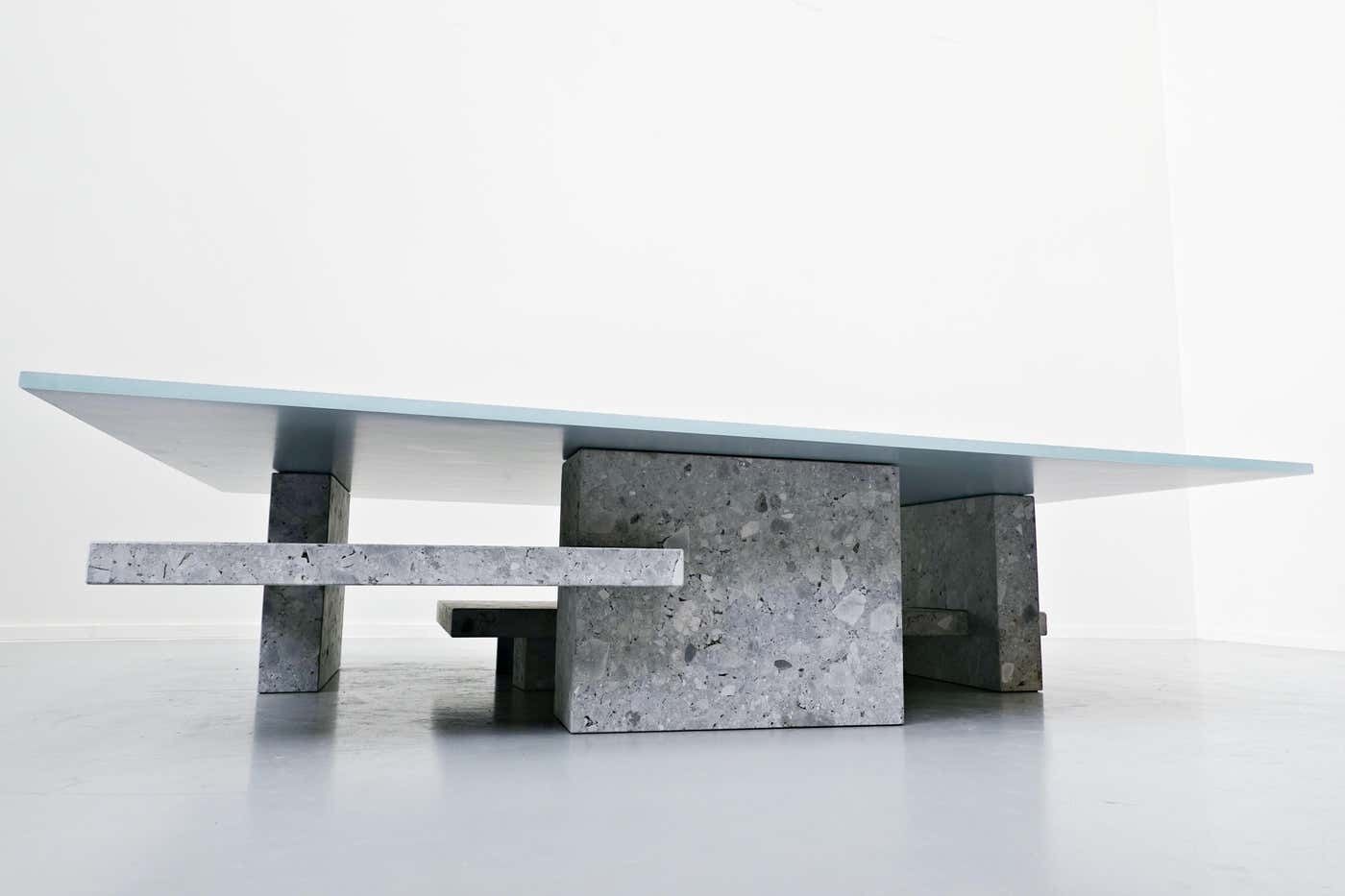 Coffee Table, Ceppo Di Gre And Glass, Designed By Iceberg Architecture Studio photo for sale