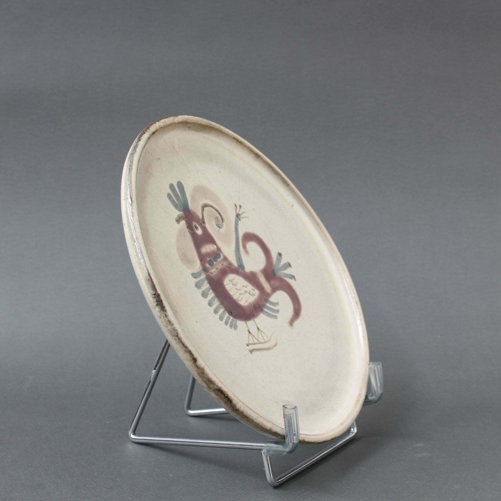 Mid Century French Ceramic Decorative Plate By Le Mûrier Circa 1960s photo for sale