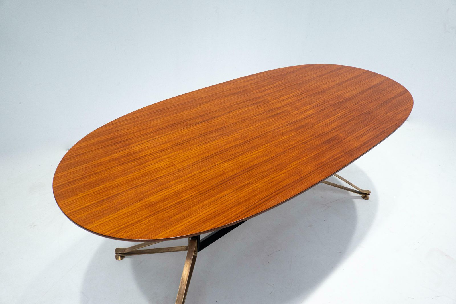 Mid Century Modern Italian Dining Table, Wood And Brass, 1960s photo 3815.0