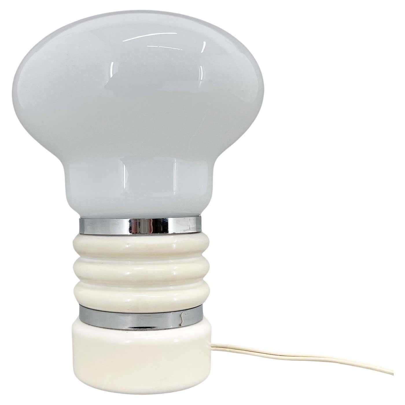 Mid Century Metal & Milk Glass Table Lamp, Italy