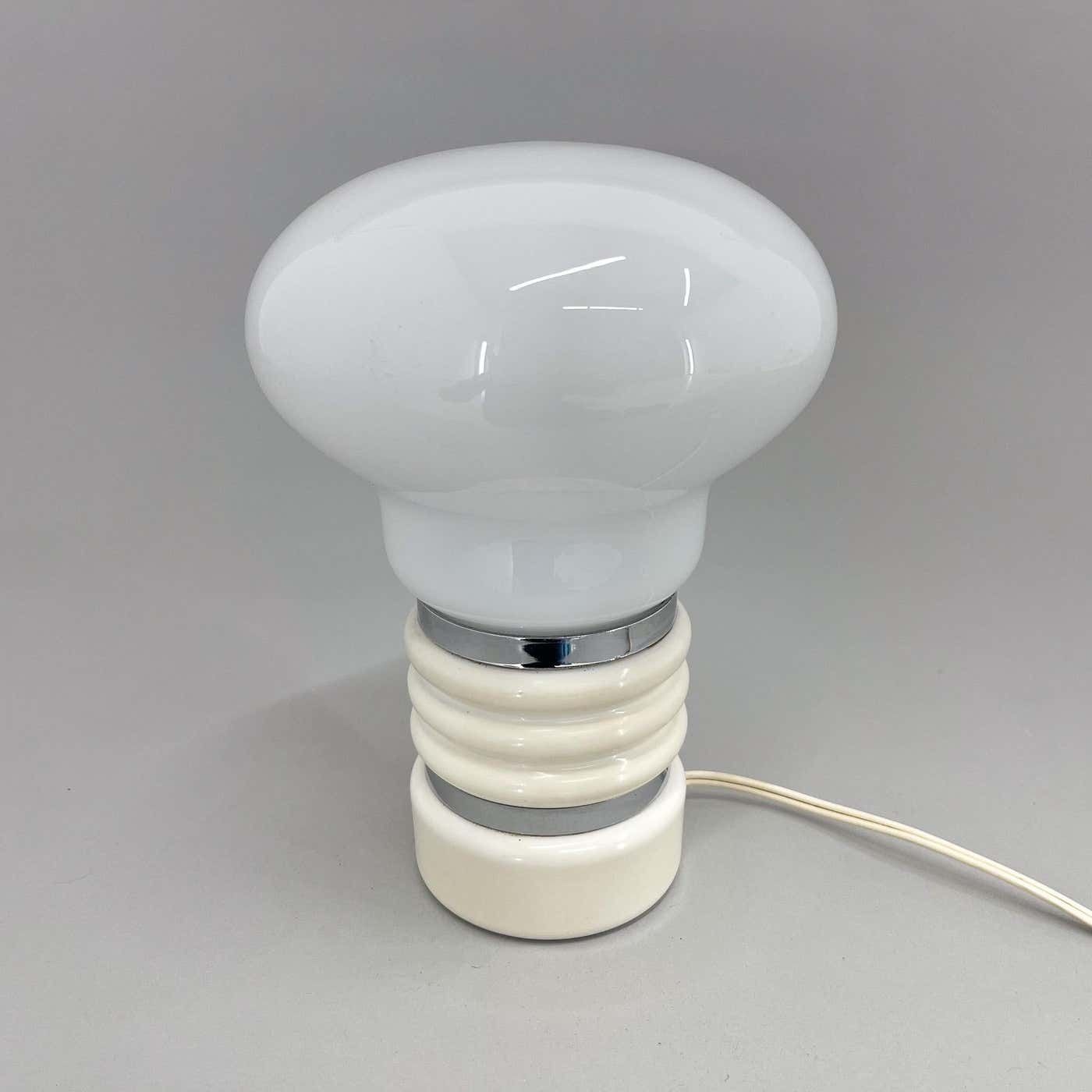 Mid Century Metal & Milk Glass Table Lamp, Italy photo furniture