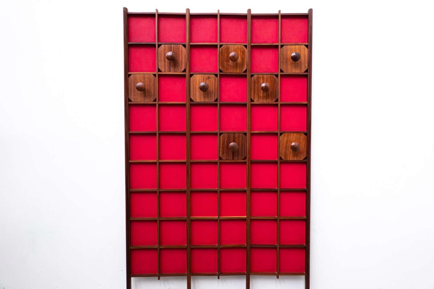 Mid Century Modern Italian Red Wooden Coat Rack, 1960s photo furniture