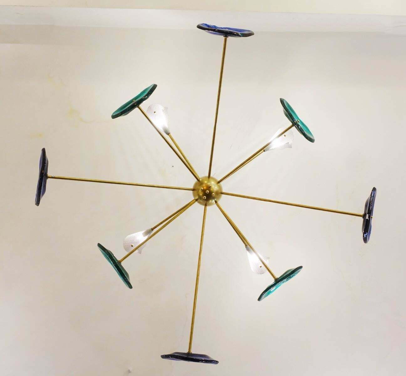 Glass And Brass Sputnik Chandelier, Belgian Creation Signed "Jn" photo furniture