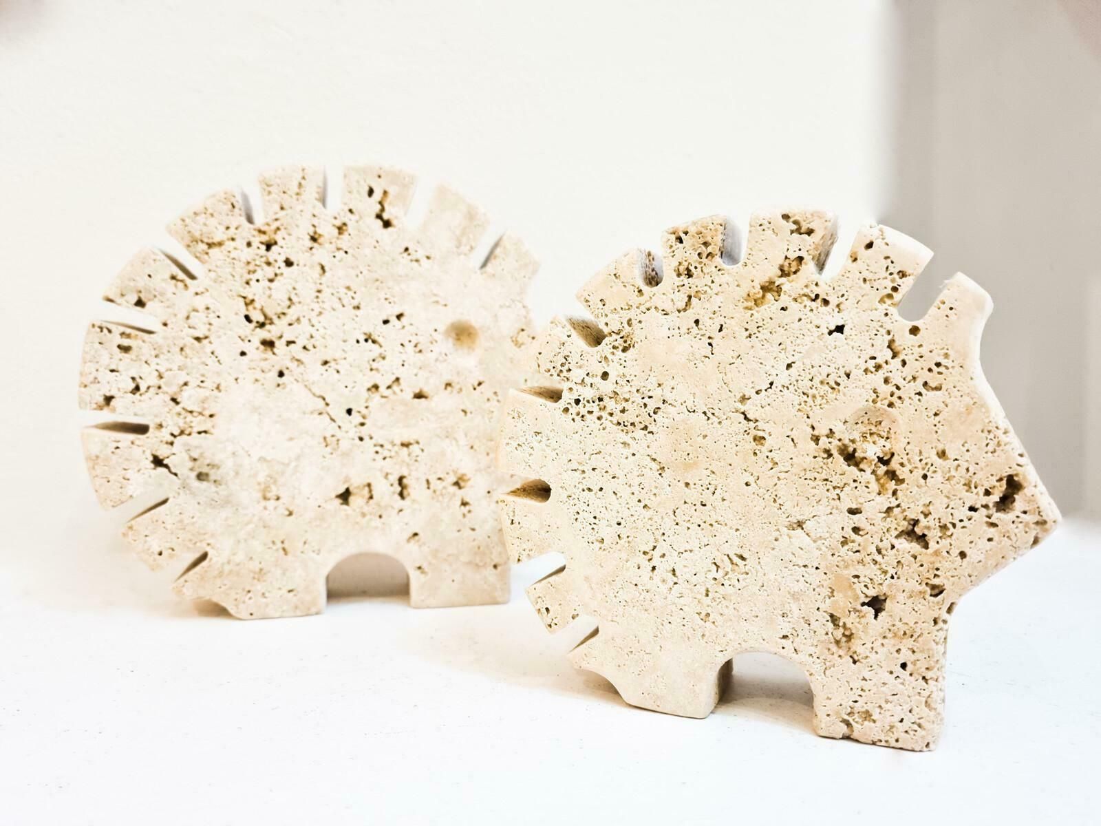 Italian Brutalist Travertine Hedgehog Sculptures By Fratelli Mannelli, Italy photo furniture