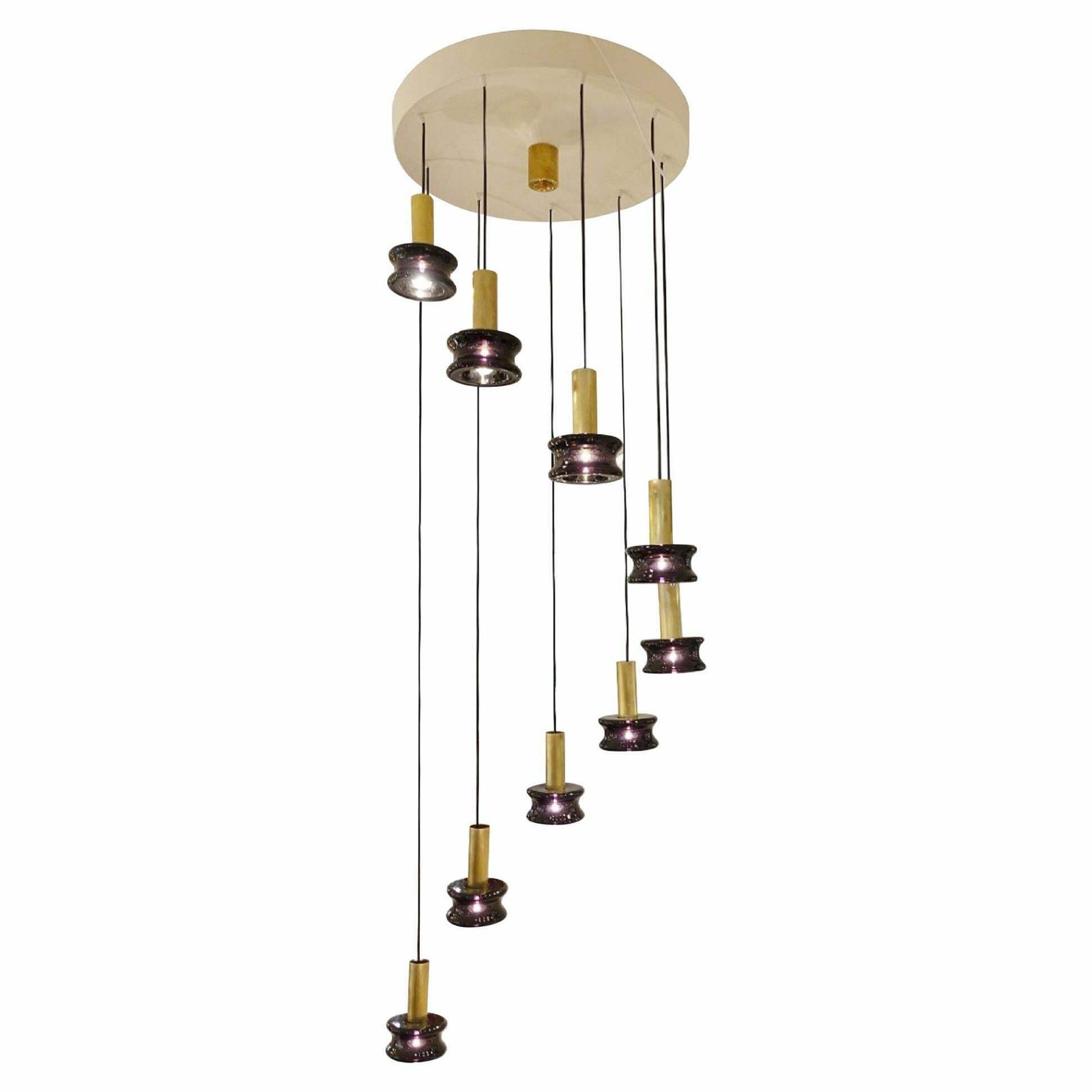 Glass Pendants Chandelier   Belgian Creation By Jacques Nonnon