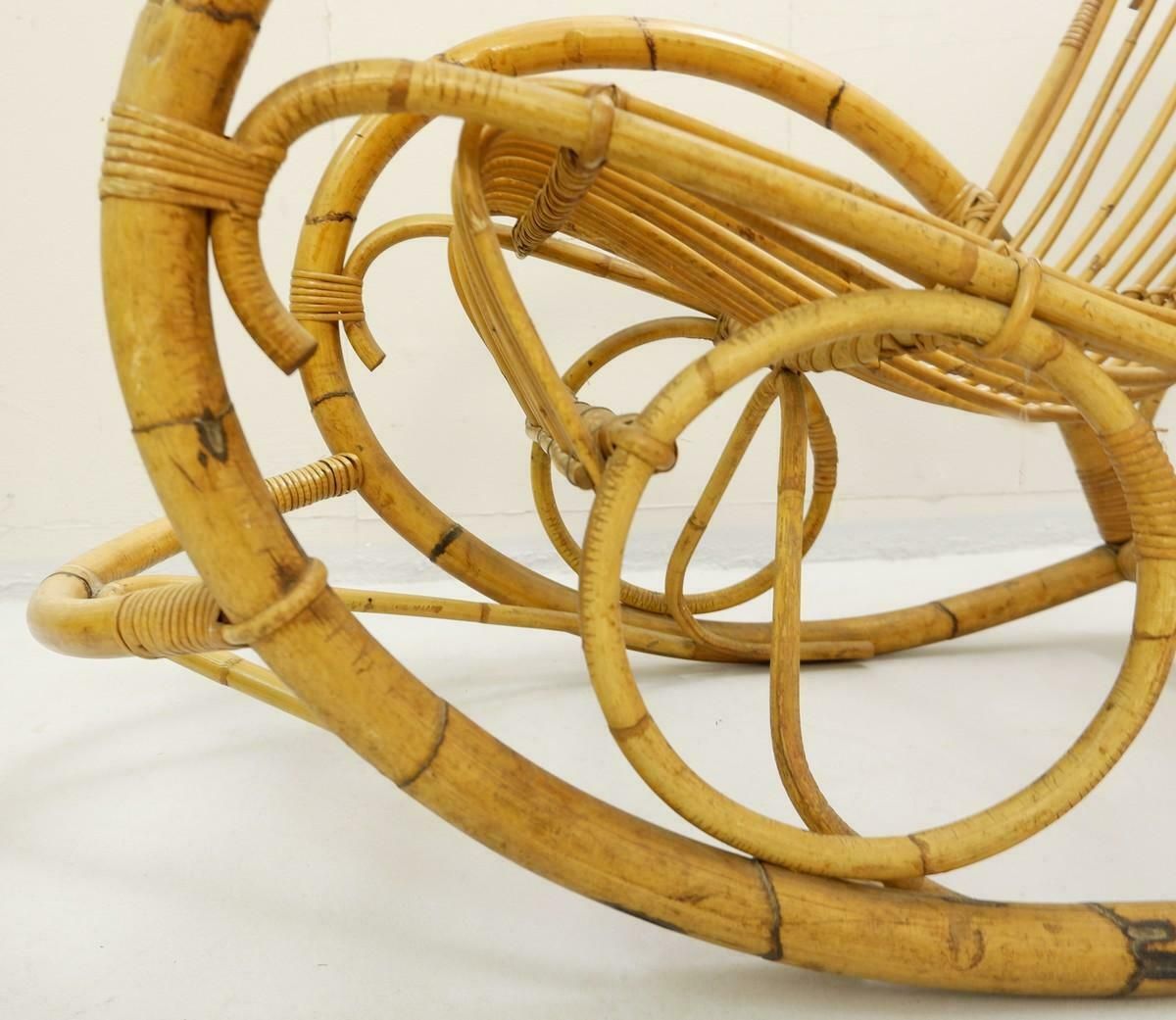 Rattan Rocking Chair By Rohe Noordwolde, A Pair Available photo vinterior