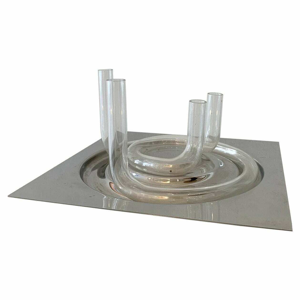 Glass And Metal Soliflore By Jean Keup For Op Der Millen, Belgium, 1970s
