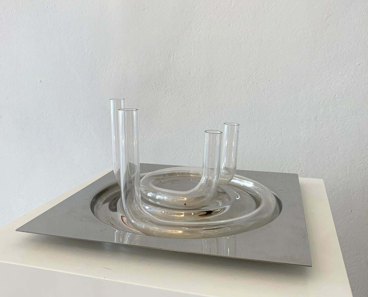 Glass And Metal Soliflore By Jean Keup For Op Der Millen, Belgium, 1970s photo for sale
