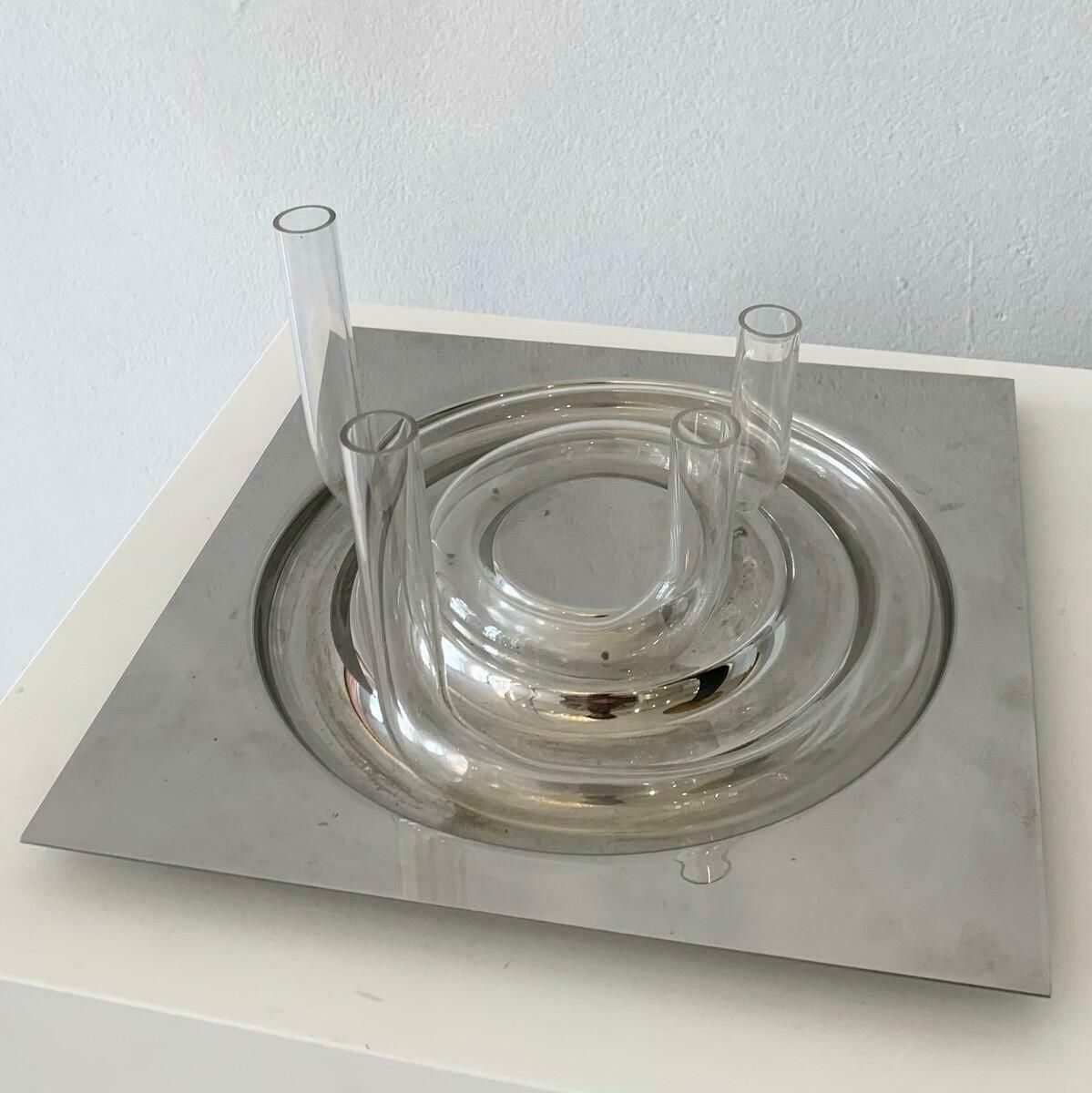 Glass And Metal Soliflore By Jean Keup For Op Der Millen, Belgium, 1970s photo vinterior