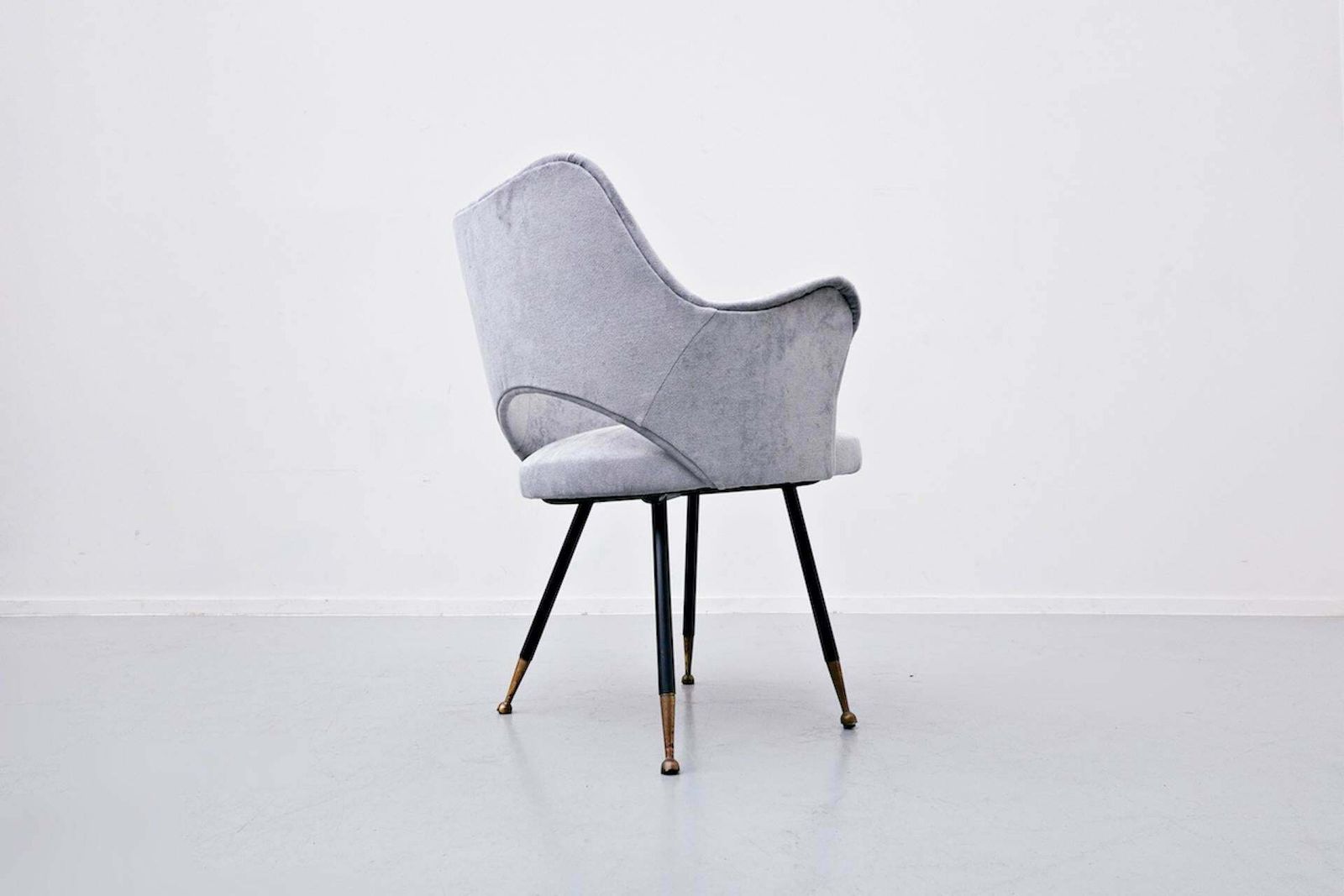 Mid Century Modern Pair Of Italian Armchairs, Velvet, 1950s photo buy