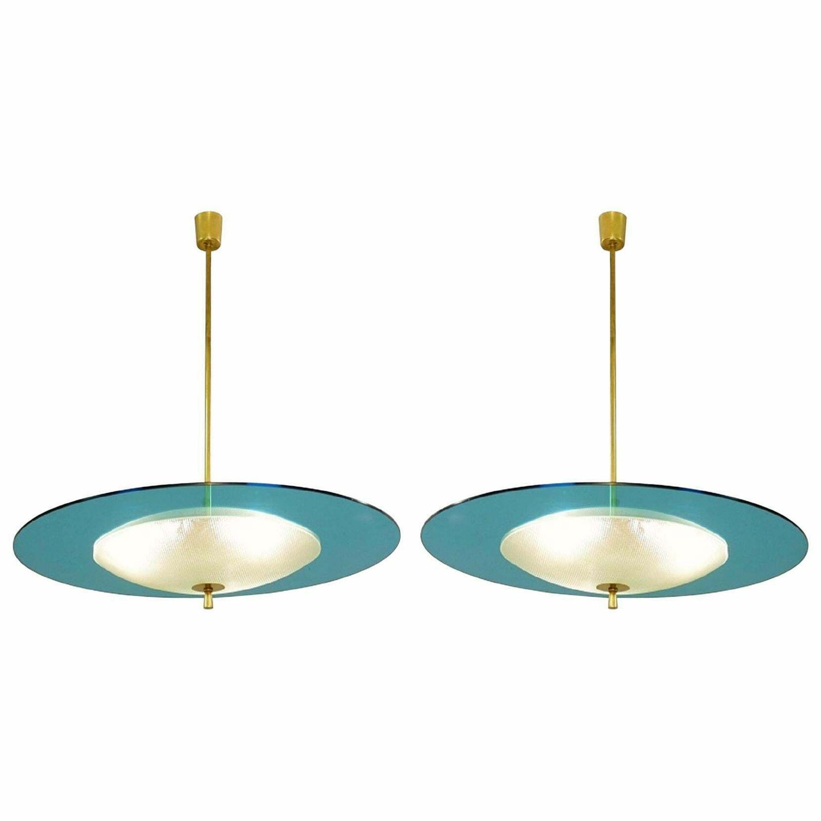 Saucer Shaped Chandelier In The Style Fontana Arte, Italy, 1960s