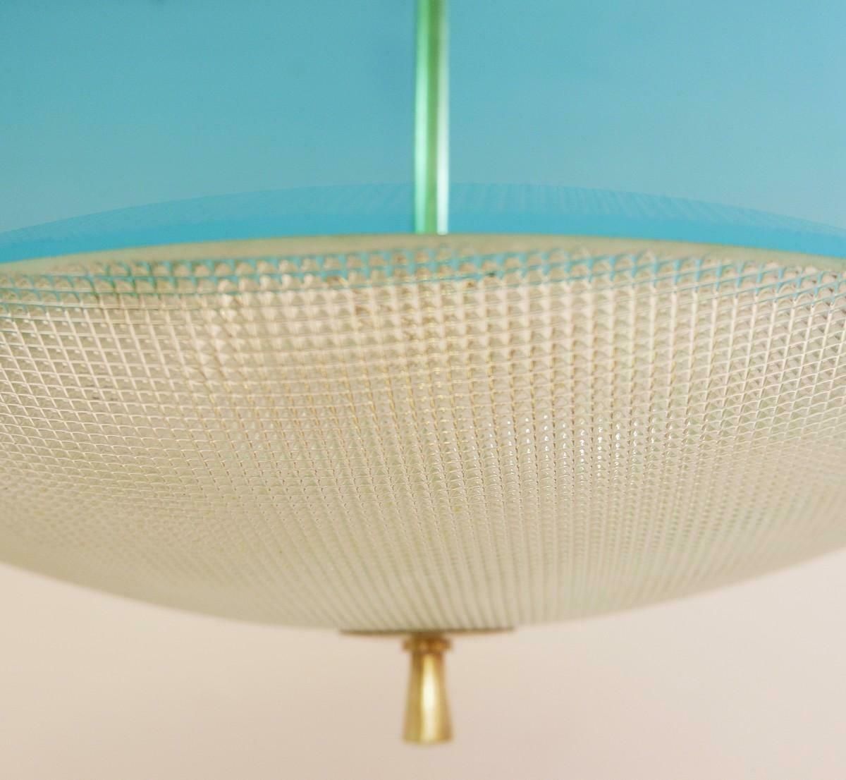 photo furniture Saucer Shaped Chandelier In The Style Fontana Arte, Italy, 1960s