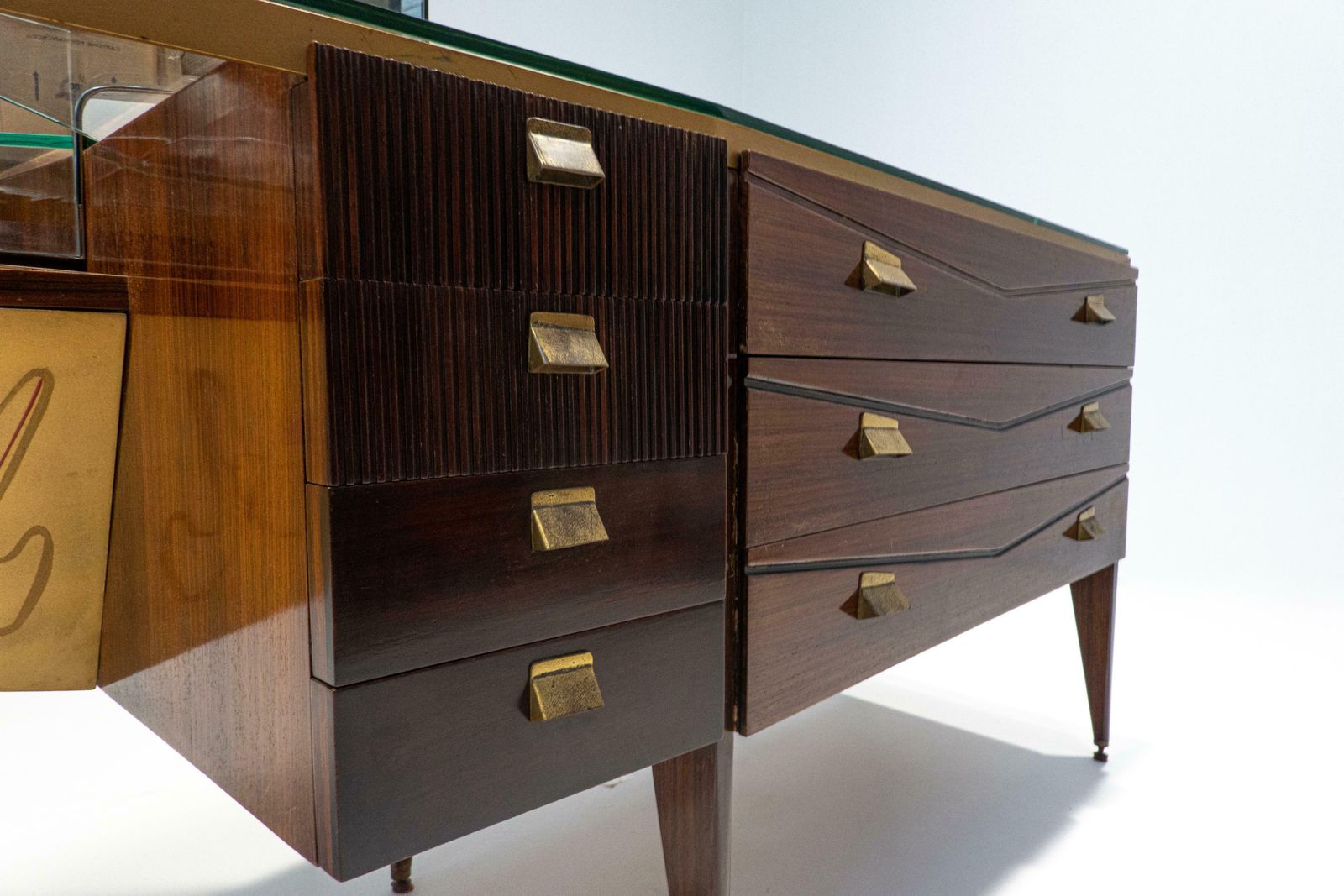 Mid Century Modern Italian Wooden Dressing Table With Lightning Mirror, 1960s photo buy