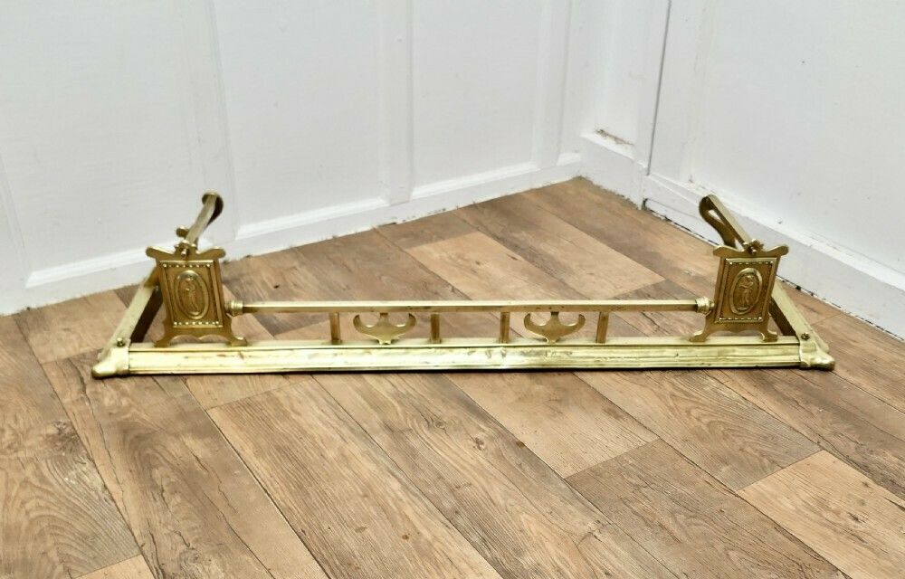 Large Victorian Art Nouveau Brass Fender photo furniture