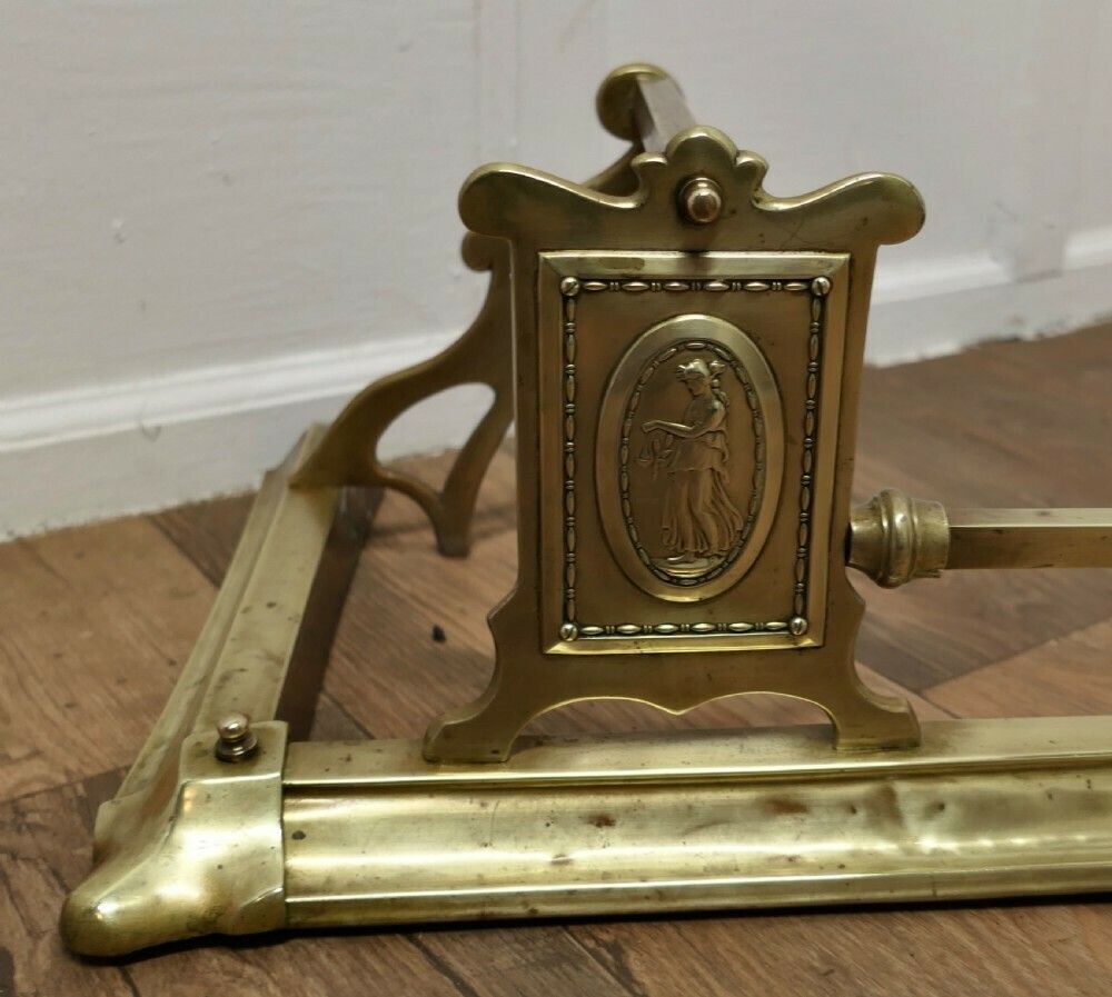 Large Victorian Art Nouveau Brass Fender photo 570.0