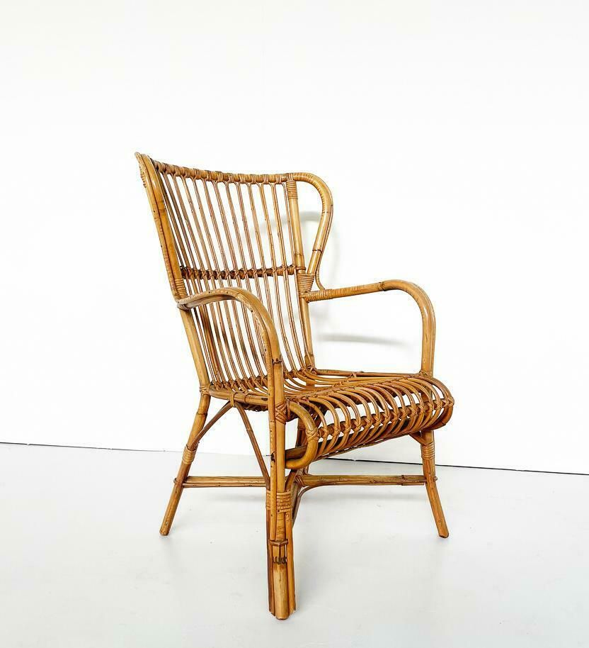 Mid Century Modern Rattan Seating Set, Italy, 1970s photo vinterior