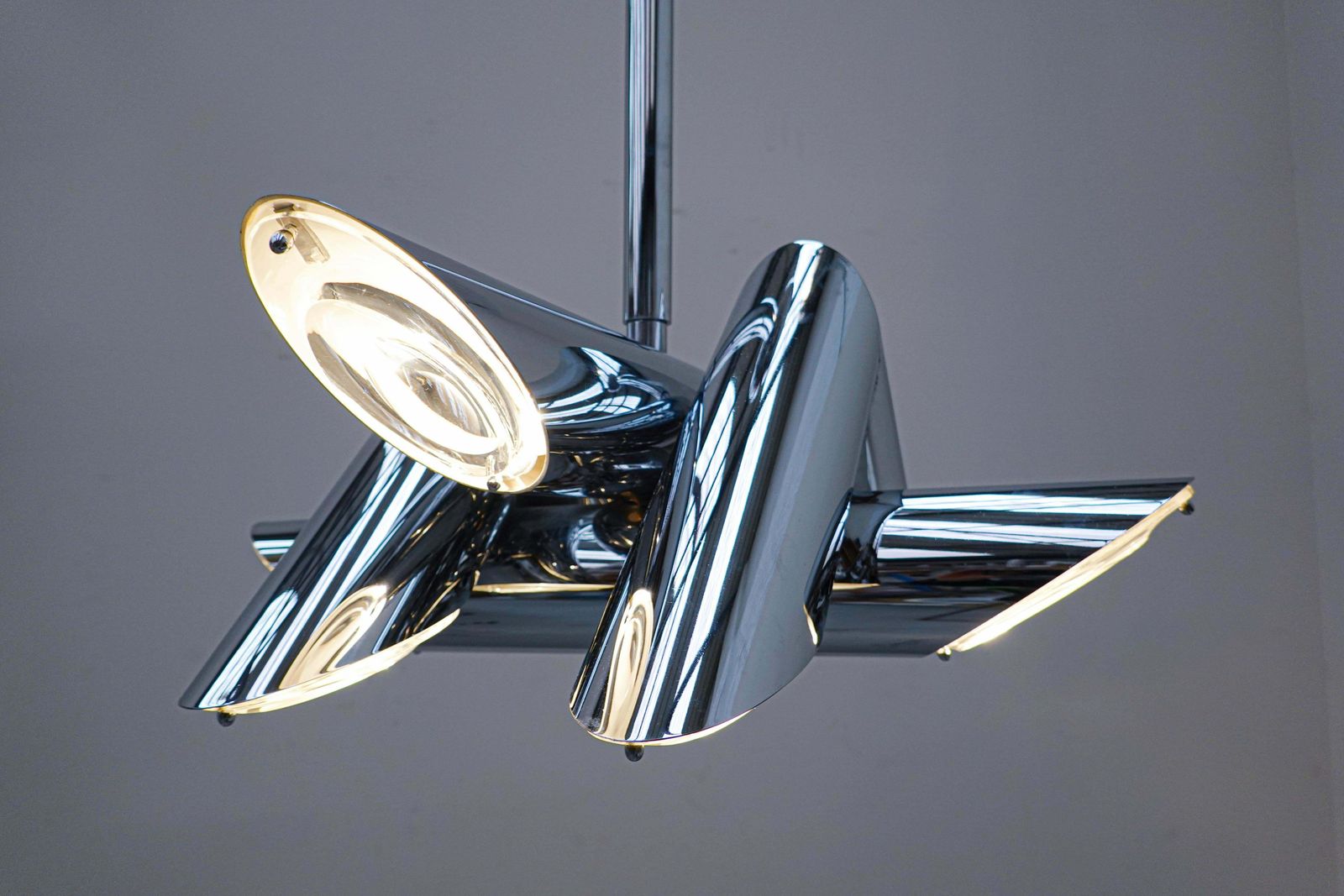 Mid Century Modern Italian Metal Suspension In The Style Of Gaetano Sciolari photo Lighting
