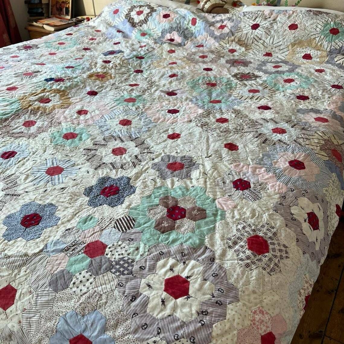 19th Century Hand Stitched Patchwork Quilt photo for sale